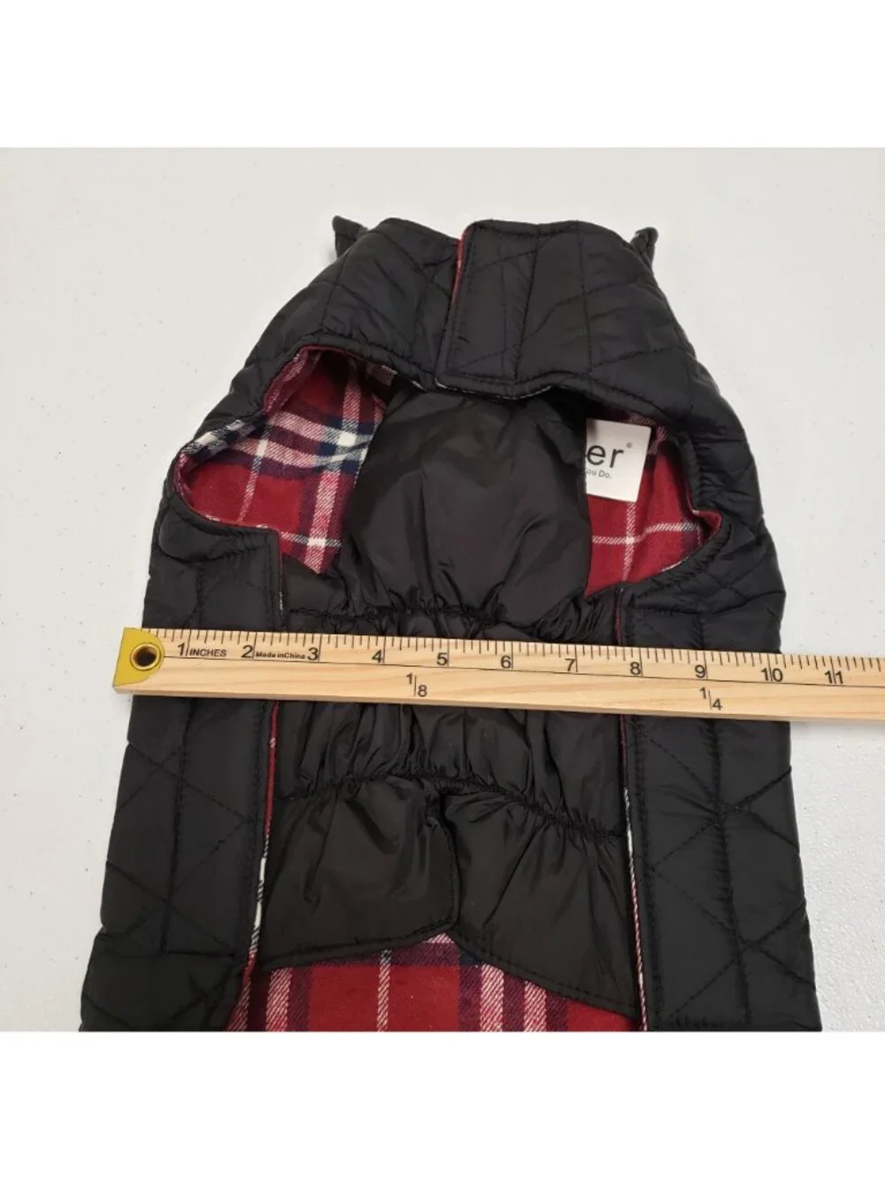 Kuoser Reversible Dog Pet Coat Puffer Jacket Red Plaid Size Large